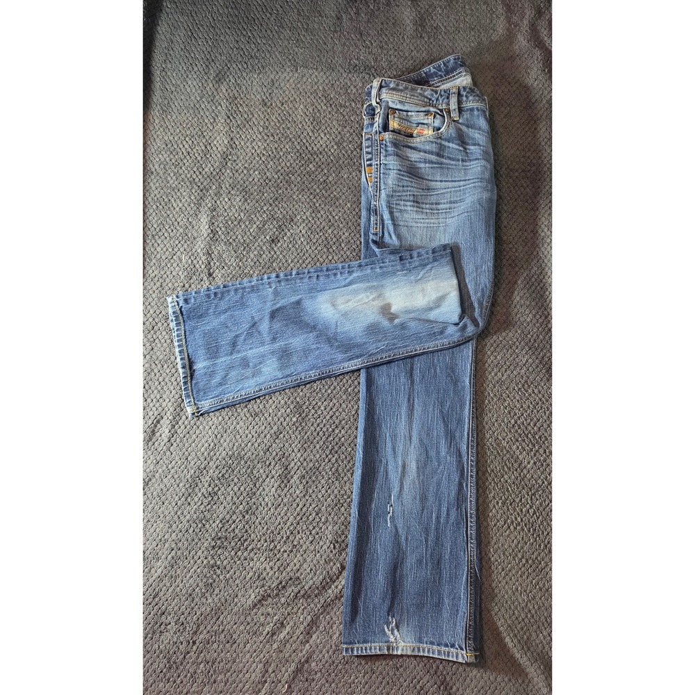 Diesel Zatiny Regular Bootcut Jeans Mens 30x30 Blue Wash 08MD Stretch Button Fly